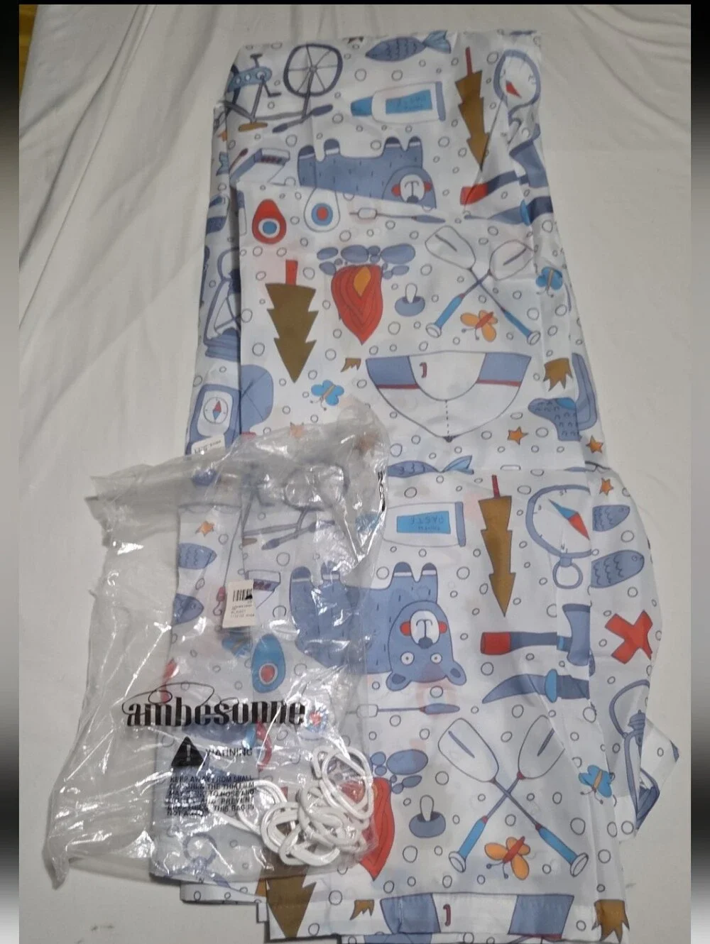 New ambesonne camping themed shower curtain w/hooks #18